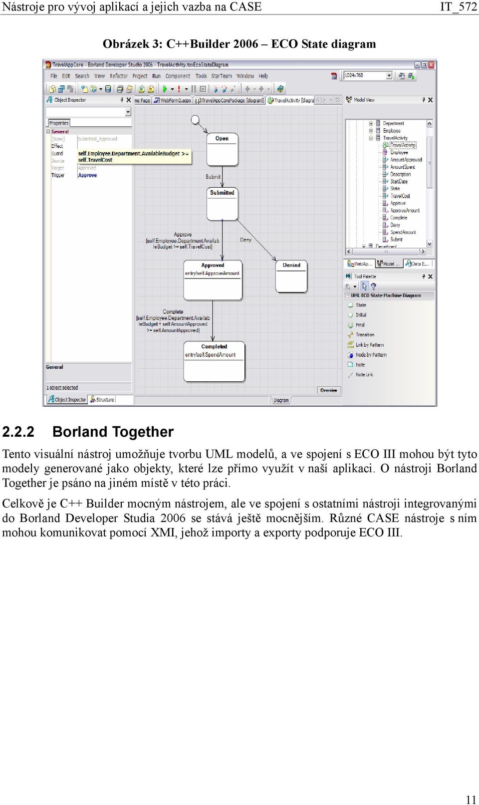 2.2 Borland Together Tento visuální nástroj umožňuje tvorbu UML modelů, a ve spojení s ECO III mohou být tyto modely generované jako