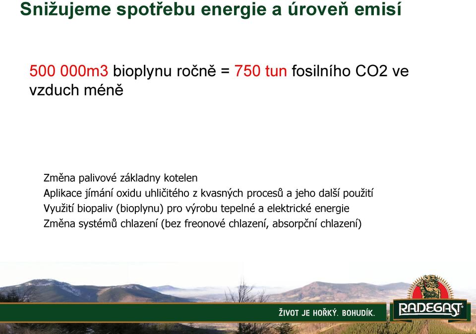 kvasných procesů a jeho další použití Využití biopaliv (bioplynu) pro výrobu tepelné a