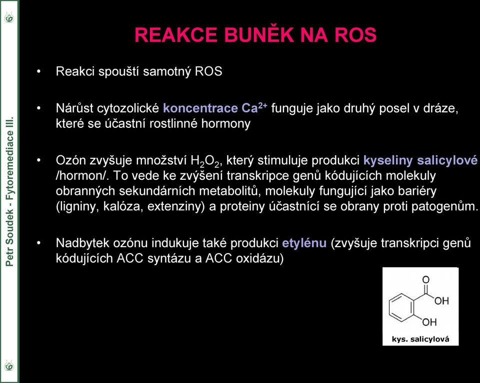 To vede ke zvýšení transkripce genů kódujících molekuly obranných sekundárních metabolitů, molekuly fungující jako bariéry (ligniny, kalóza,