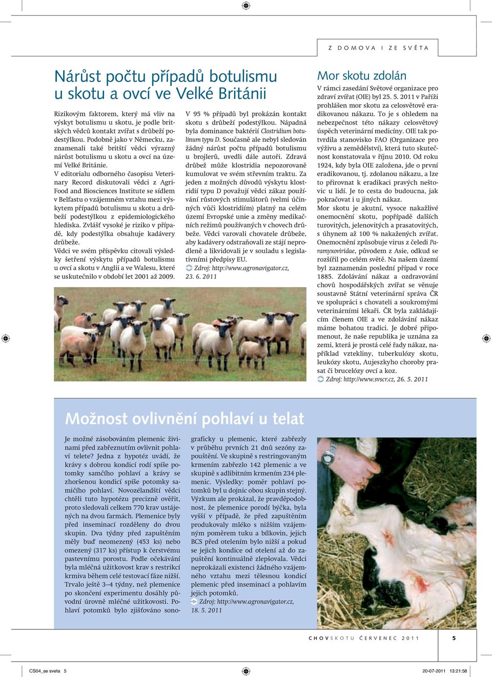 V editorialu odborného časopisu Veterinary Record diskutovali vědci z Agri- Food and Biosciences Institute se sídlem v Belfastu o vzájemném vztahu mezi výskytem případů botulismu u skotu a drůbeží