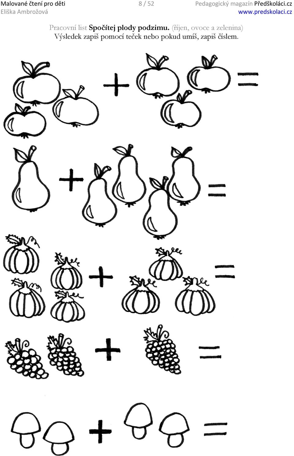 cz Pracovní list Spočítej plody podzimu.