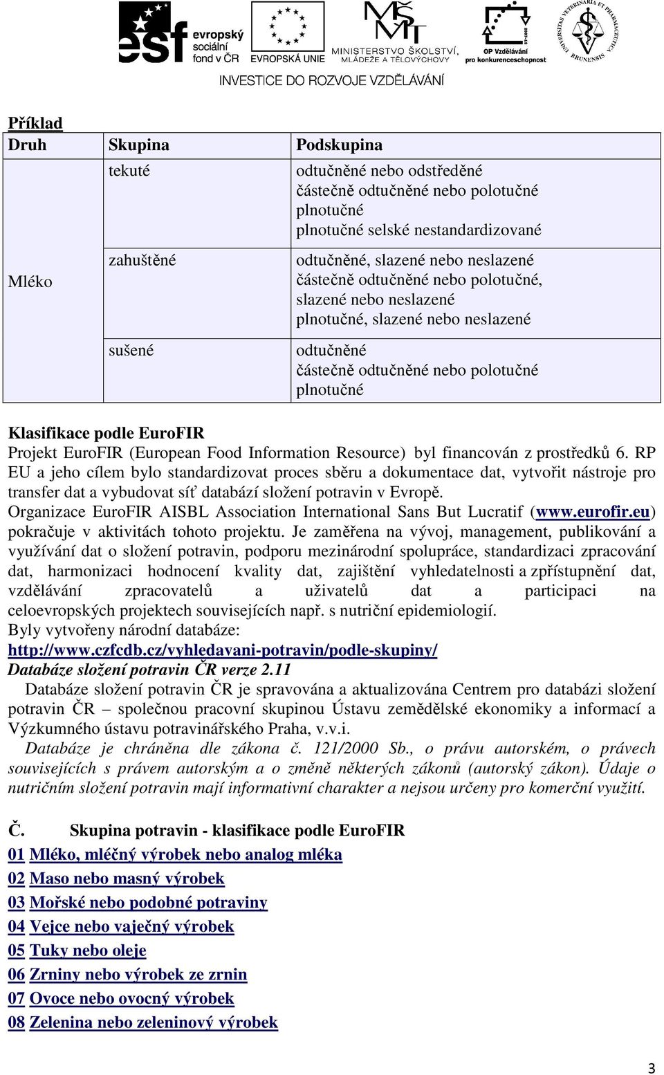 (European Food Information Resource) byl financován z prostředků 6.