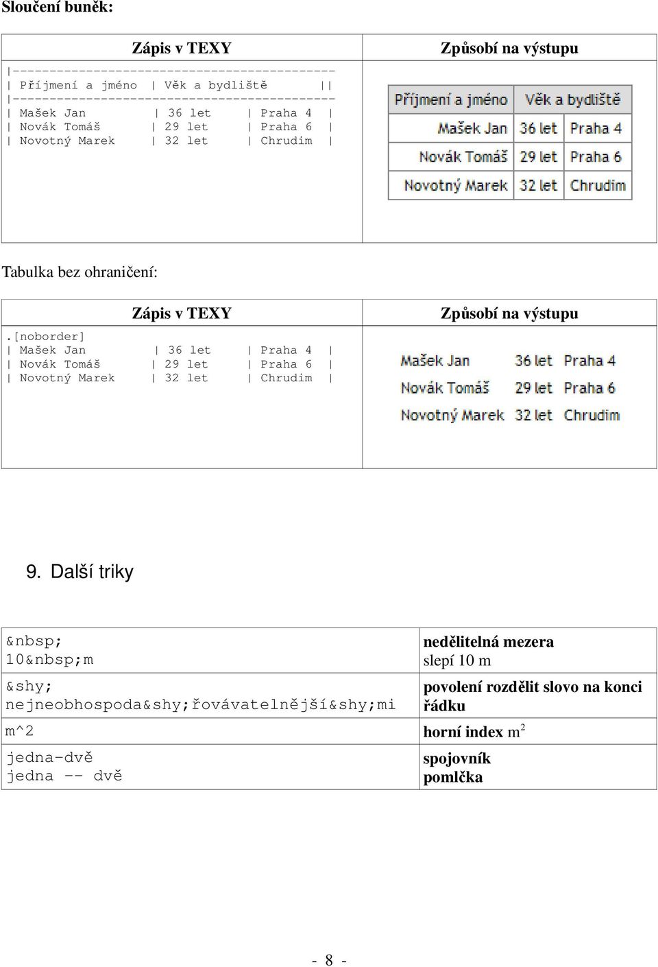 Další triky 10 m nejneobhospoda řovávatelnější mi nedělitelná mezera slepí 10 m