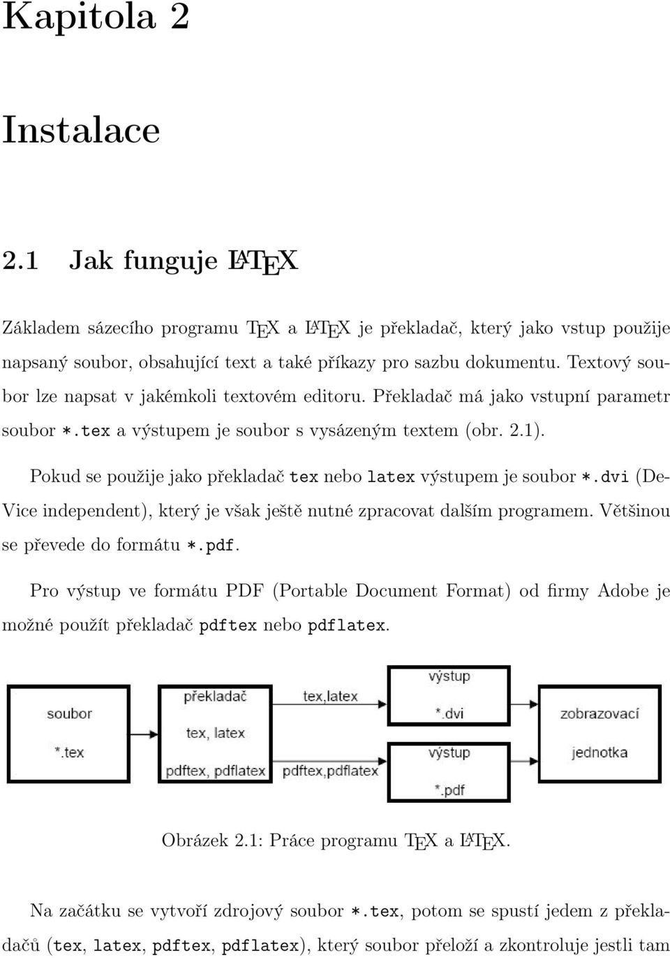 Pokud se použije jako překladač tex nebo latex výstupem je soubor *.dvi (De- Vice independent), který je však ještě nutné zpracovat dalším programem. Většinou se převede do formátu *.pdf.