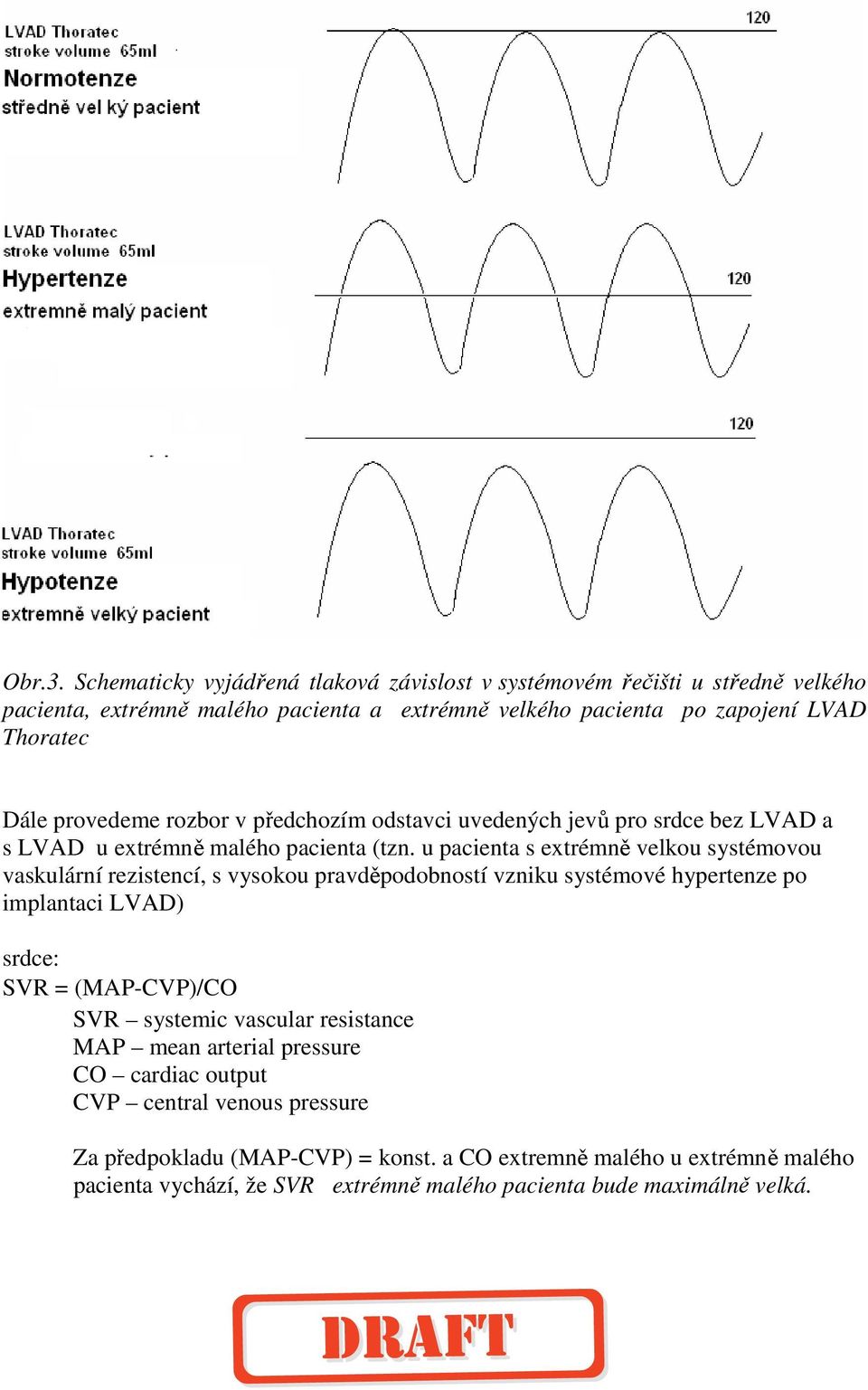 provedeme rozbor v předchozím odstavci uvedených jevů pro srdce bez LVAD a s LVAD u extrémně malého pacienta (tzn.