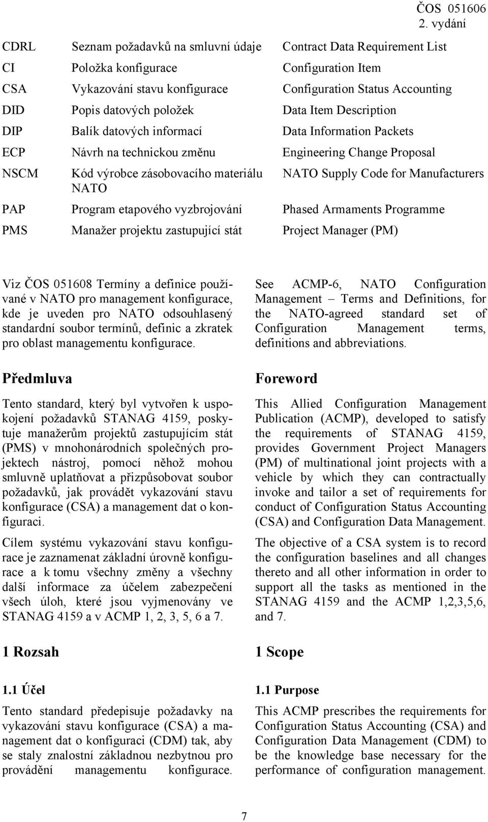 for Manufacturers NATO PAP Program etapového vyzbrojování Phased Armaments Programme PMS Manažer projektu zastupující stát Project Manager (PM) Viz ČOS 051608 Termíny a definice používané v NATO pro