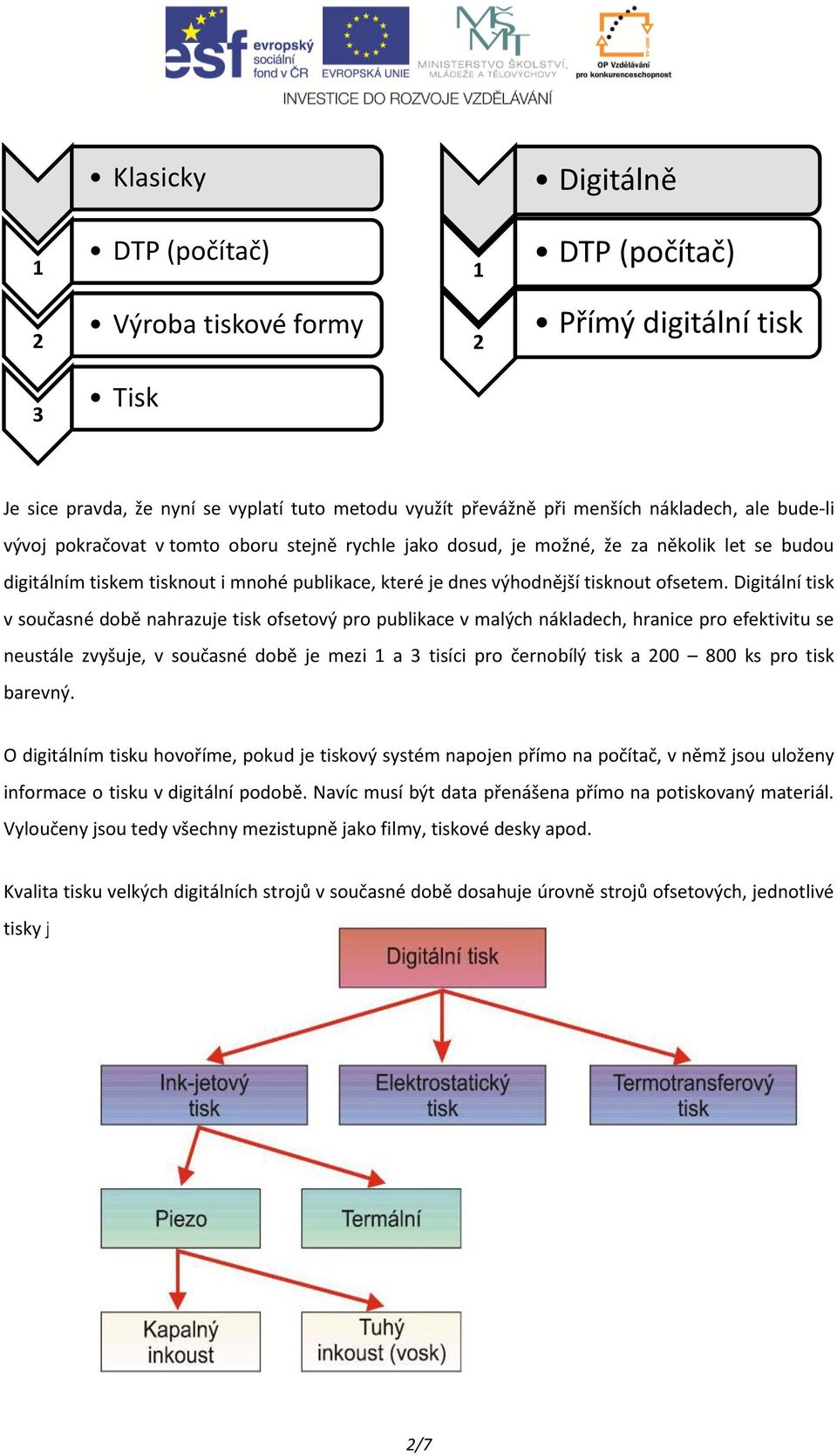 Digitální tisk v současné době nahrazuje tisk ofsetový pro publikace v malých nákladech, hranice pro efektivitu se neustále zvyšuje, v současné době je mezi 1 a 3 tisíci pro černobílý tisk a 200 800