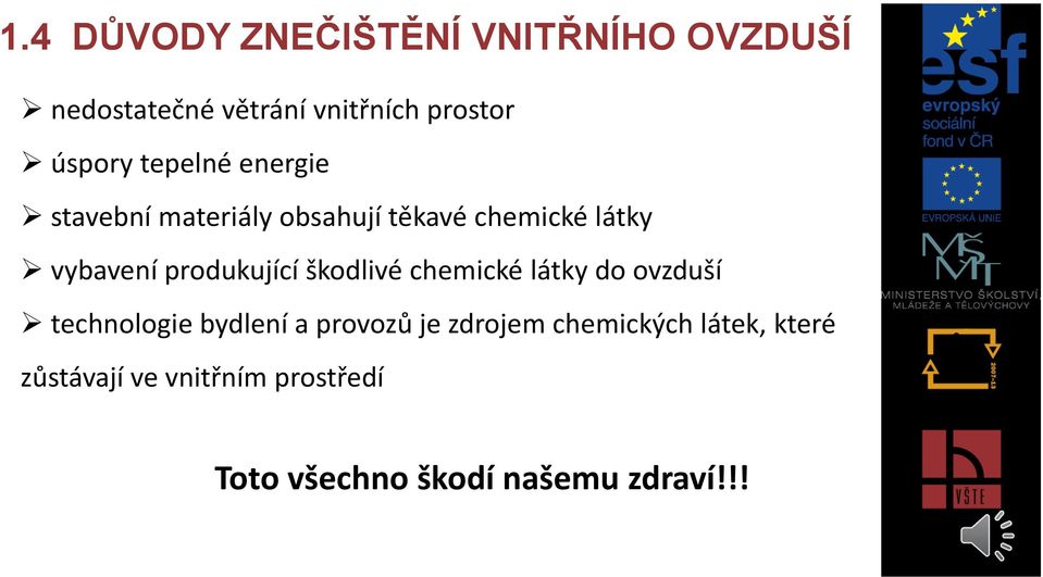 produkující škodlivé chemické látky do ovzduší technologie bydlení a provozů je