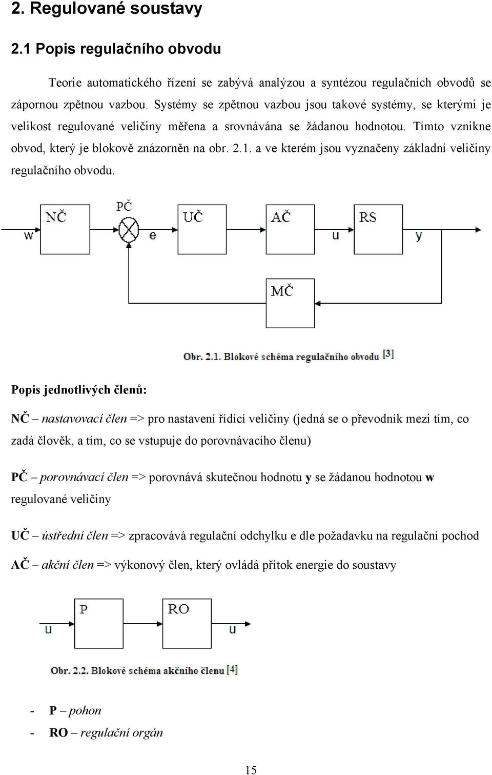 . a ve kterém jsou vyznačeny základní veličiny regulačního obvodu.