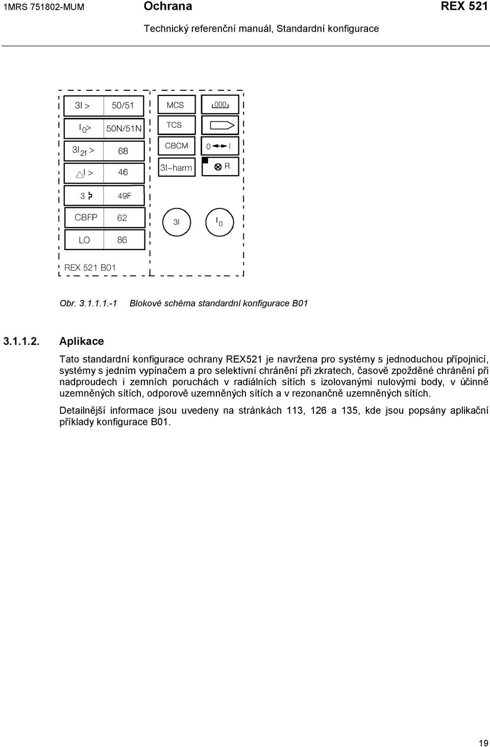 Obr. 3.1.1.1.-1 Blokové schéma standardní konfigurace B01 3.1.1.2.