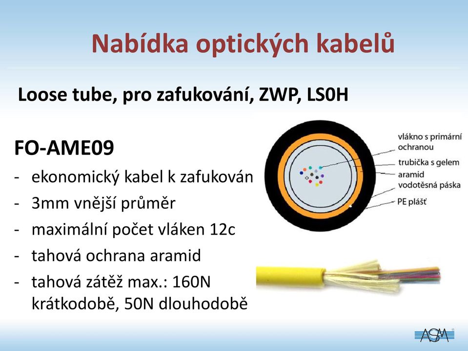 vnější průměr - maximální počet vláken 12c - tahová