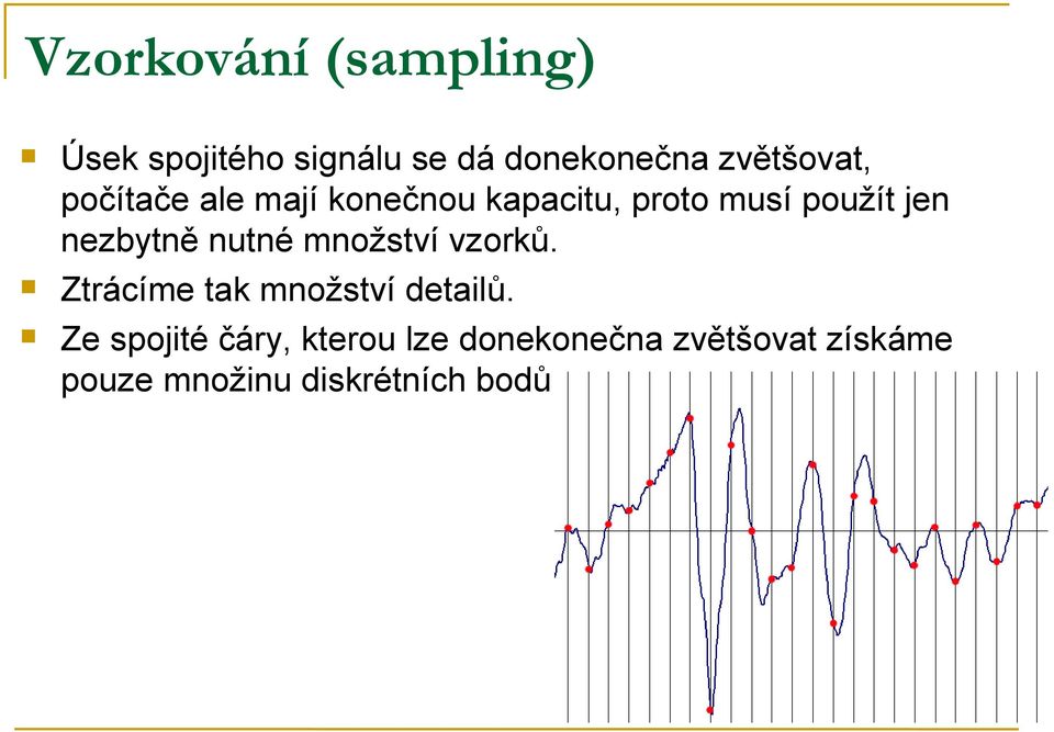 nezbytně nutné množství vzorků. Ztrácíme tak množství detailů.