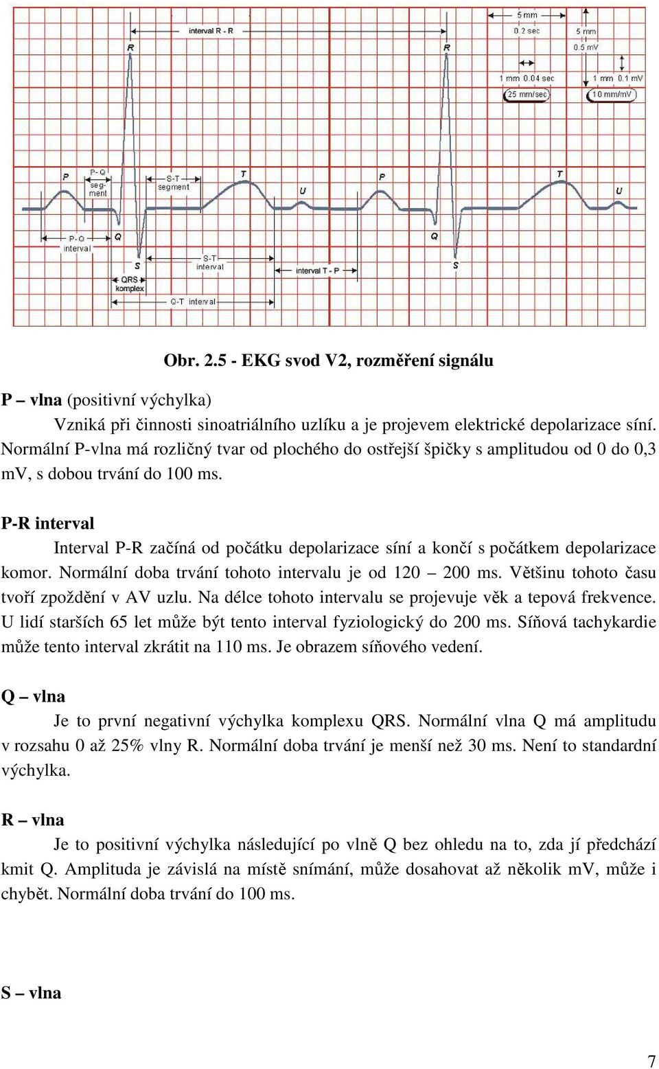 P-R interval Interval P-R začíná od počátku depolarizace síní a končí s počátkem depolarizace komor. Normální doba trvání tohoto intervalu je od 120 200 ms.