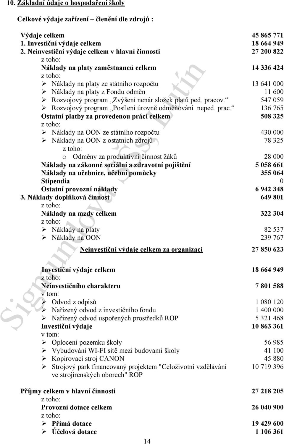 11 600 Rozvojový program Zvýšení nenár.složek platů ped. praco