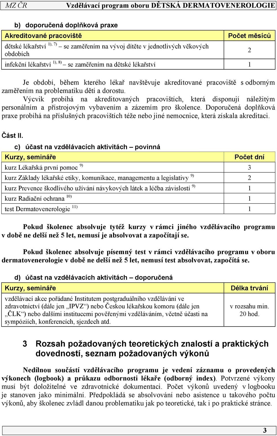 Výcvik probíhá na akreditovaných pracovištích, která disponují náležitým personálním a přístrojovým vybavením a zázemím pro školence.