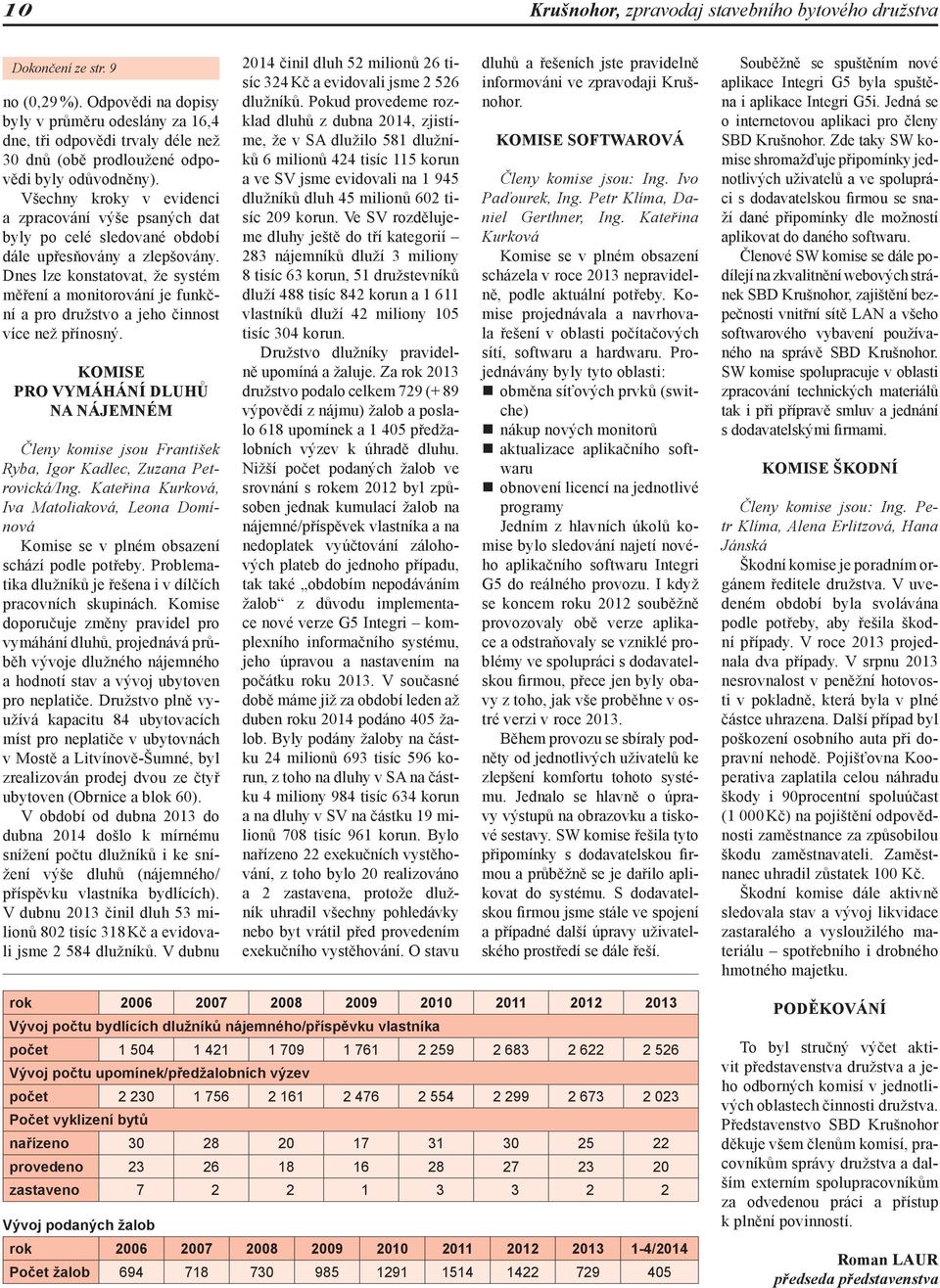 Všechny kroky v evidenci a zpracování výše psaných dat byly po celé sledované období dále upřesňovány a zlepšovány.