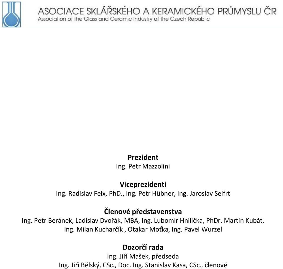 Lubomír Hnilička, PhDr. Martin Kubát, Ing. Milan Kucharčík, Otakar Moťka, Ing.