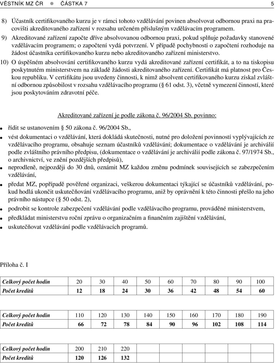 V případě pochybností o započtení rozhoduje na žádost účastníka certifikovaného kurzu nebo akreditovaného zařízení ministerstvo.