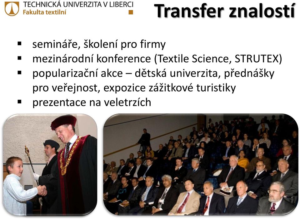 popularizační akce dětská univerzita, přednášky pro