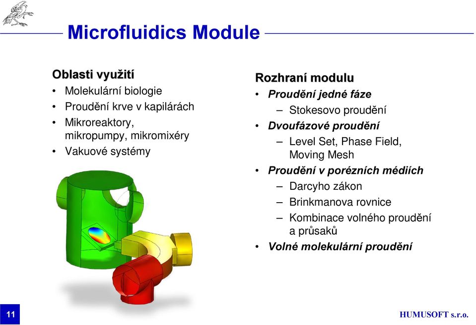 Stokesovo proudění Dvoufázové proudění Level Set, Phase Field, Moving Mesh Proudění v porézních