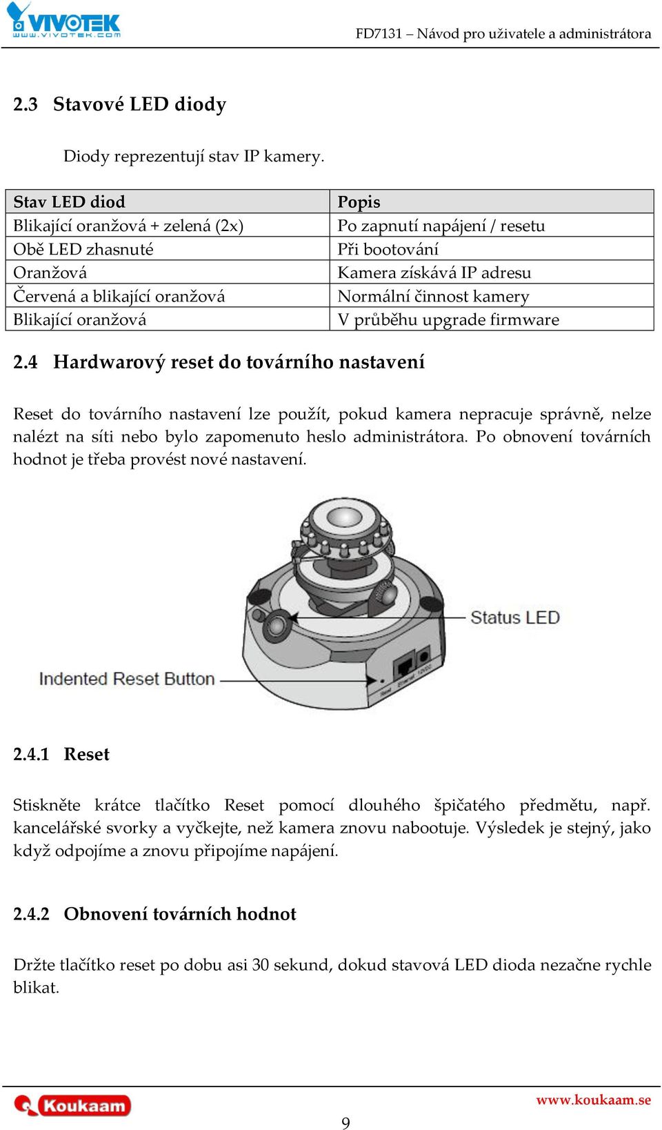 Norm{lní činnost kamery V průběhu upgrade firmware 2.