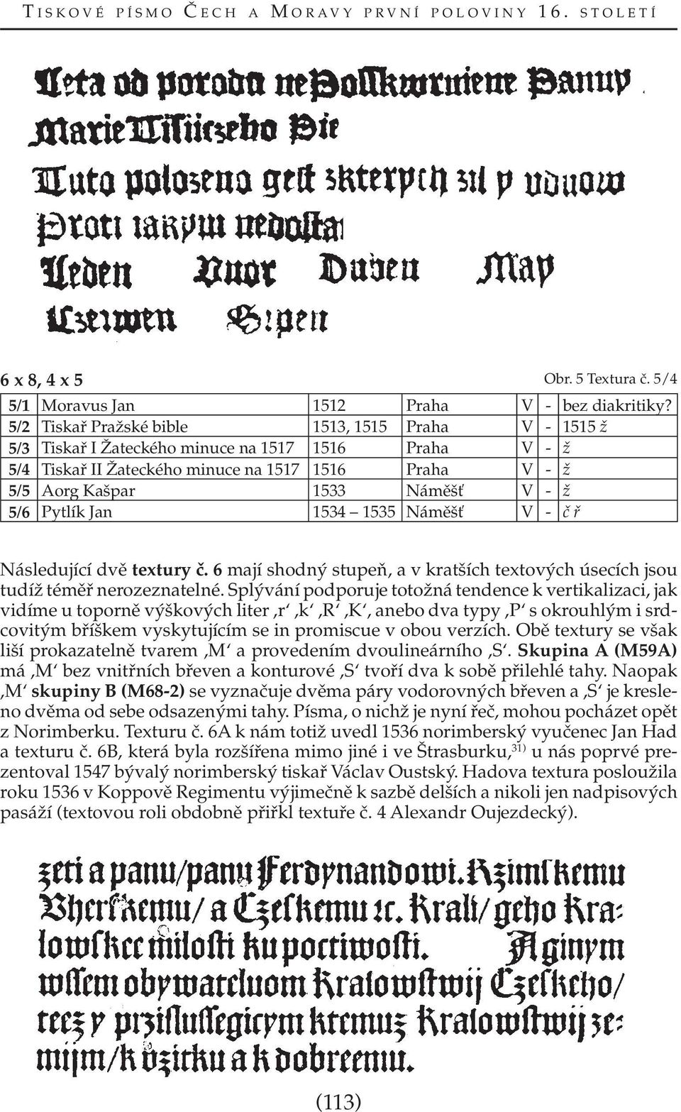 5/6 Pytlík Jan 1534 1535 Náměšť V - č ř Následující dvě textury č. 6 mají shodný stupeň, a v kratších textových úsecích jsou tudíž téměř nerozeznatelné.