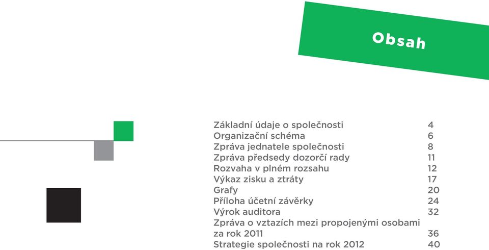 zisku a ztráty 17 Grafy 20 Příloha účetní závěrky 24 Výrok auditora 32 Zpráva o