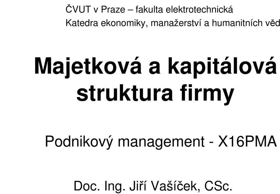 Majetková a kapitálová struktura firmy