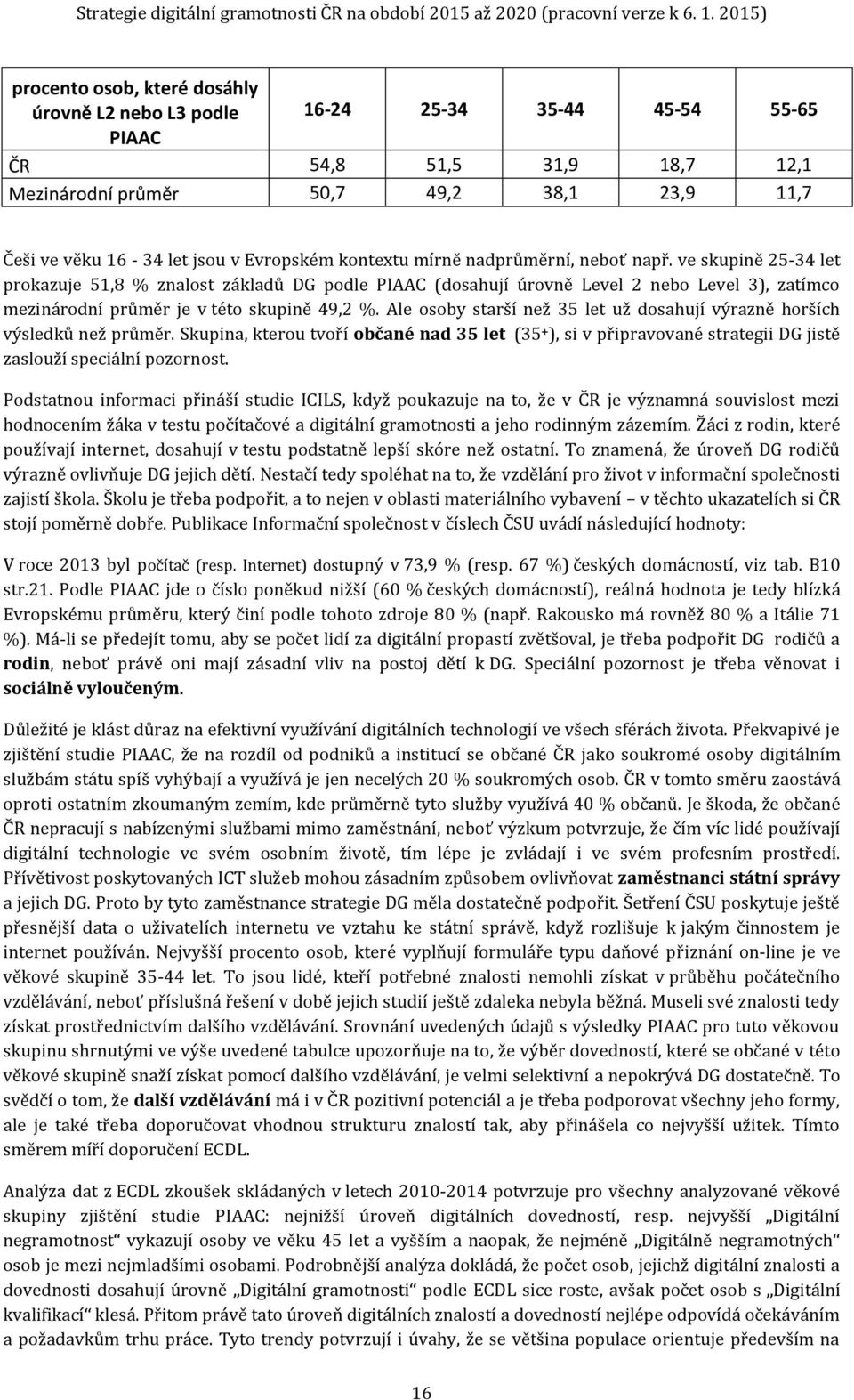 ve skupině 25-34 let prokazuje 51,8 % znalost základů DG podle PIAAC (dosahují úrovně Level 2 nebo Level 3), zatímco mezinárodní průměr je v této skupině 49,2 %.