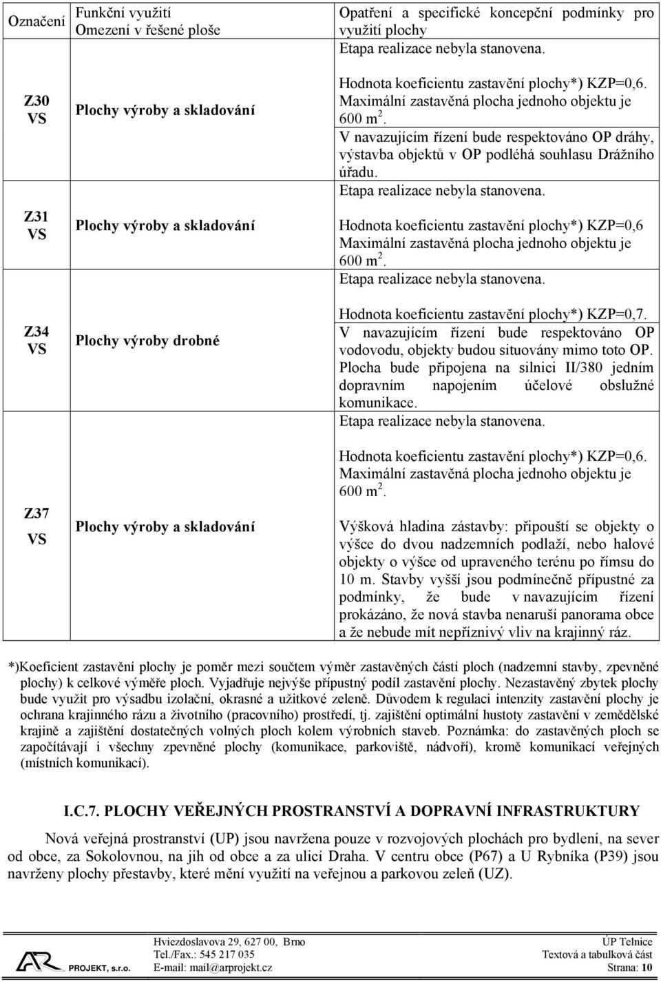 V navazujícím řízení bude respektováno OP dráhy, výstavba objektů v OP podléhá souhlasu Drážního úřadu.