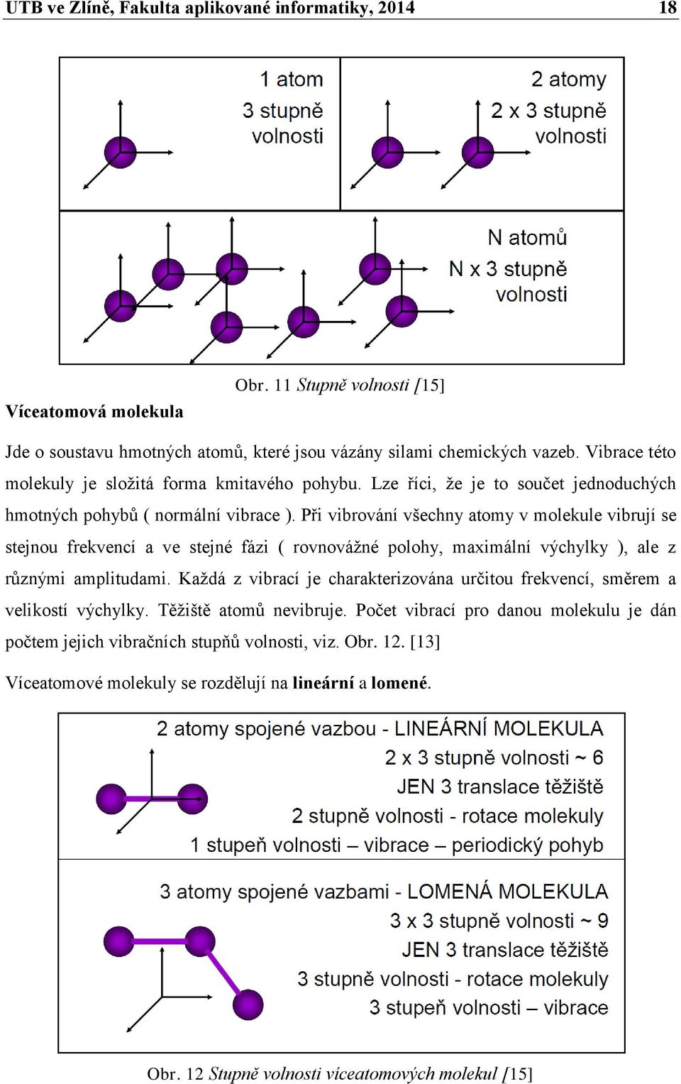 Při vibrování všechny atomy v molekule vibrují se stejnou frekvencí a ve stejné fázi ( rovnováţné polohy, maximální výchylky ), ale z různými amplitudami.