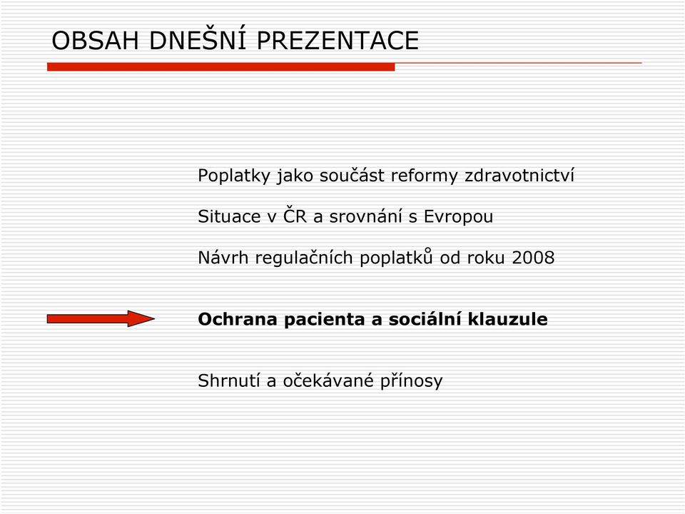 Evropou Návrh regulačních poplatků od roku 2008