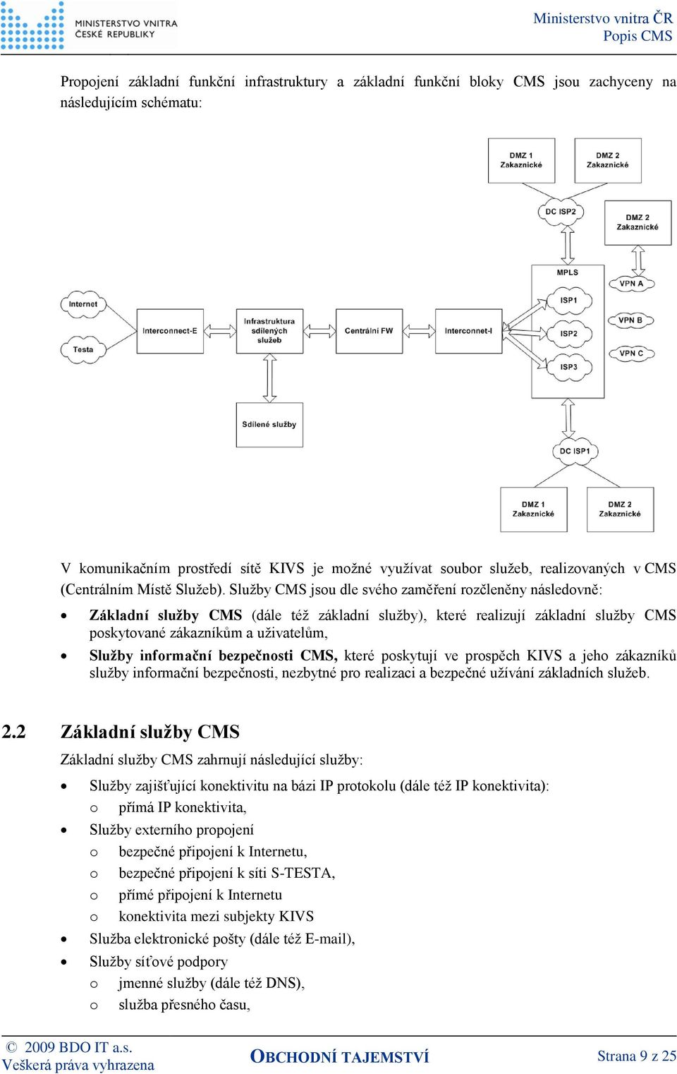 Služby CMS jsou dle svého zaměření rozčleněny následovně: Základní služby CMS (dále též základní služby), které realizují základní služby CMS poskytované zákazníkům a uživatelům, Služby informační