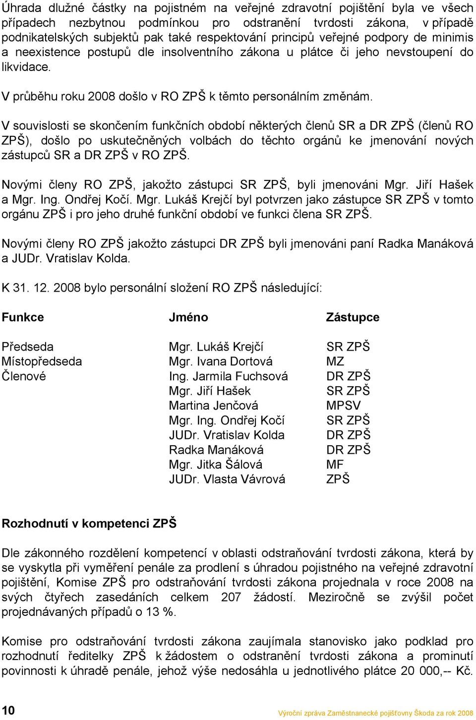 V souvislosti se skončením funkčních období některých členů SR a DR ZPŠ (členů RO ZPŠ), došlo po uskutečněných volbách do těchto orgánů ke jmenování nových zástupců SR a DR ZPŠ v RO ZPŠ.