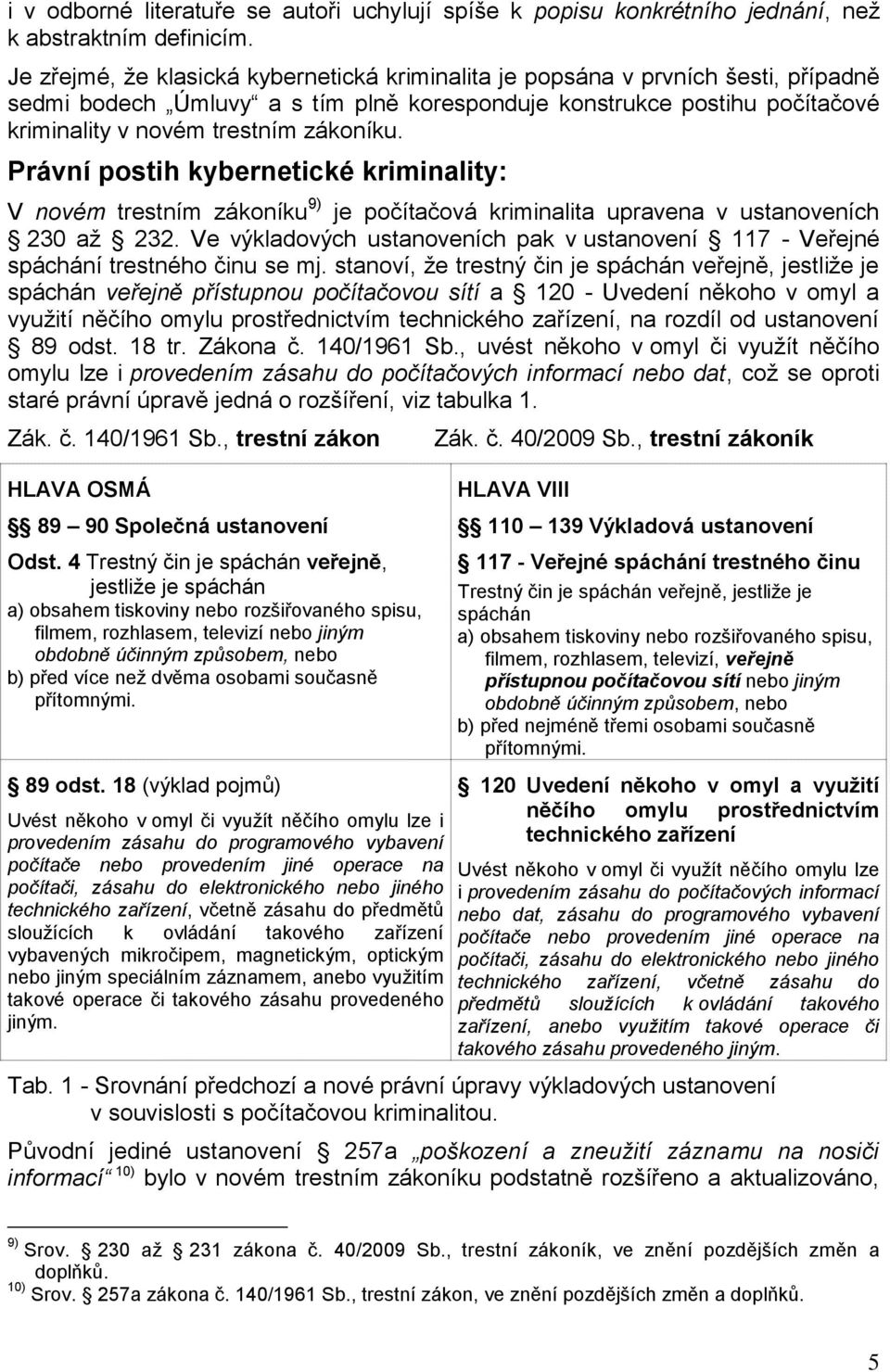 Právní postih kybernetické kriminality: V novém trestním zákoníku 9) je počítačová kriminalita upravena v ustanoveních 230 až 232.