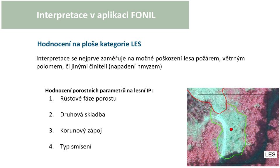 jinými činiteli (napadení hmyzem) Hodnocení porostních parametrů na lesní