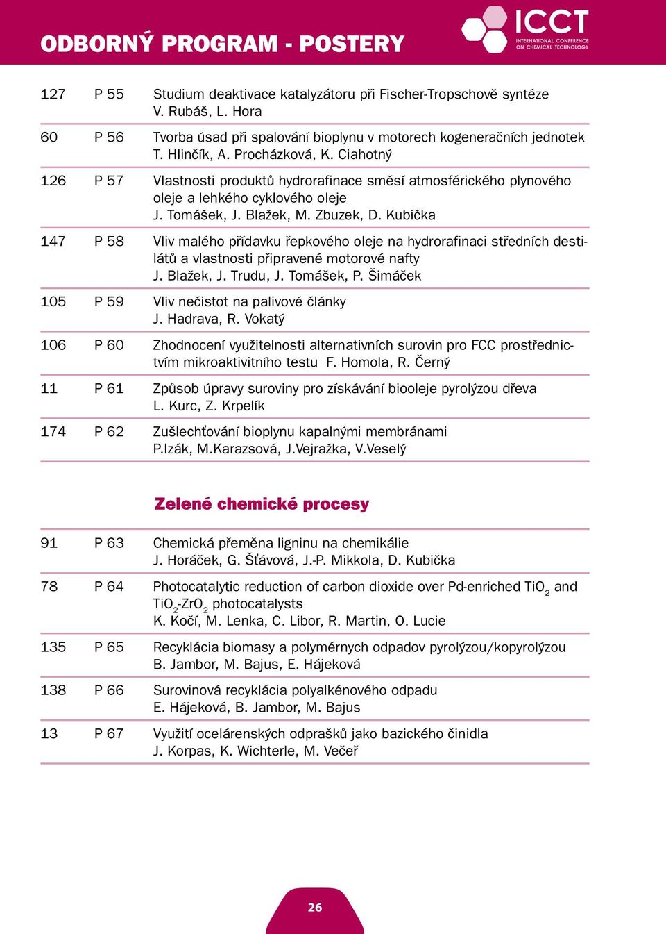 Kubička 147 P 58 Vliv malého přídavku řepkového oleje na hydrorafinaci středních destilátů a vlastnosti připravené motorové nafty J. Blažek, J. Trudu, J. Tomášek, P.