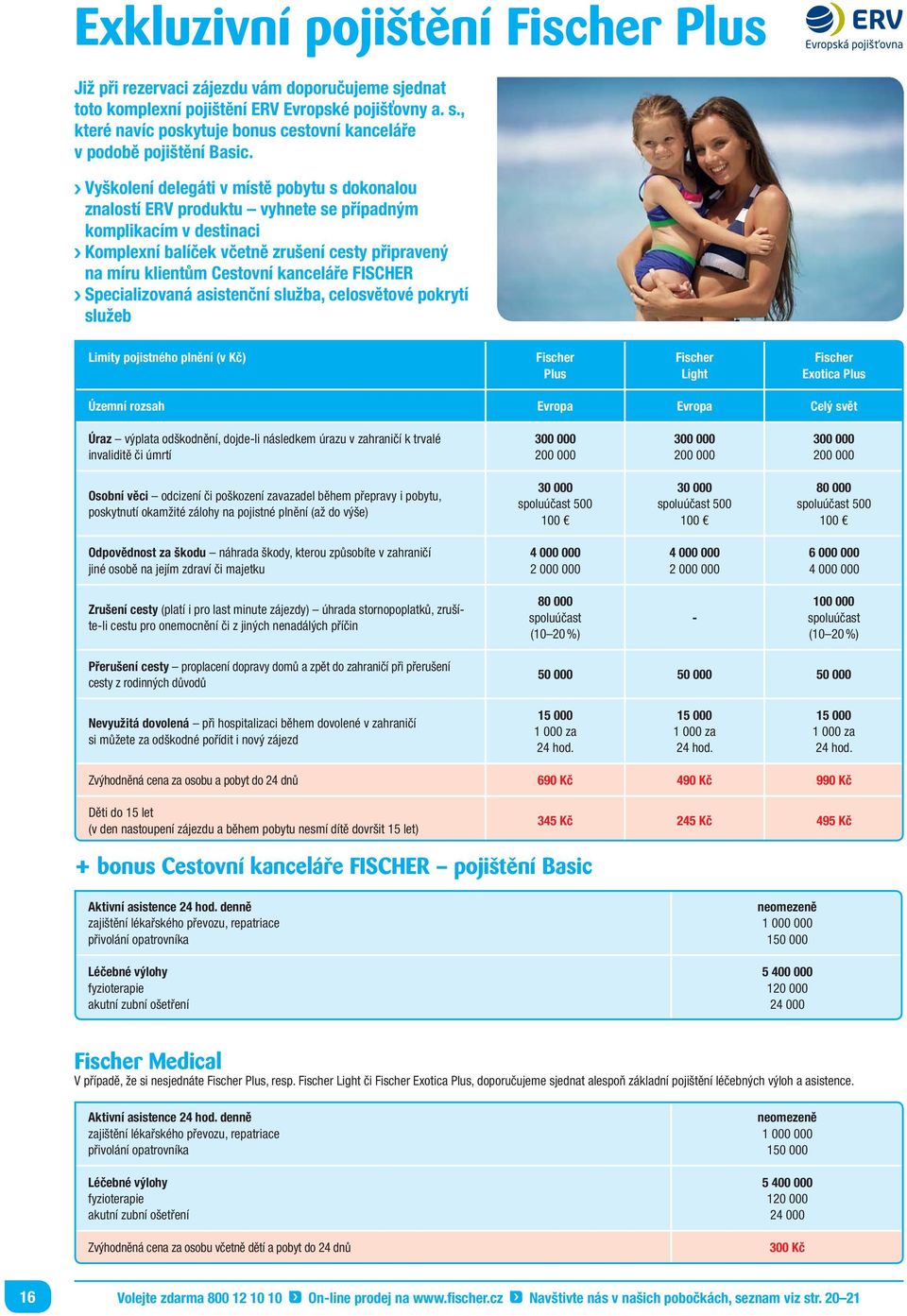 FISCHER Specializovaná asistenční služba, celosvětové pokrytí služeb Limity pojistného plnění (v Kč) Fischer Plus Fischer Light Fischer Exotica Plus Územní rozsah Evropa Evropa Celý svět Úraz výplata