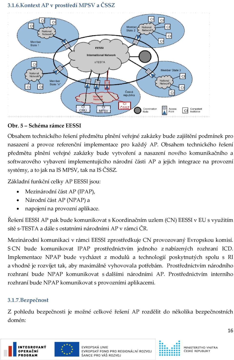 Obsahem technického řešení předmětu plnění veřejné zakázky bude vytvoření a nasazení nového komunikačního a softwarového vybavení implementujícího národní části AP a jejich integrace na provozní