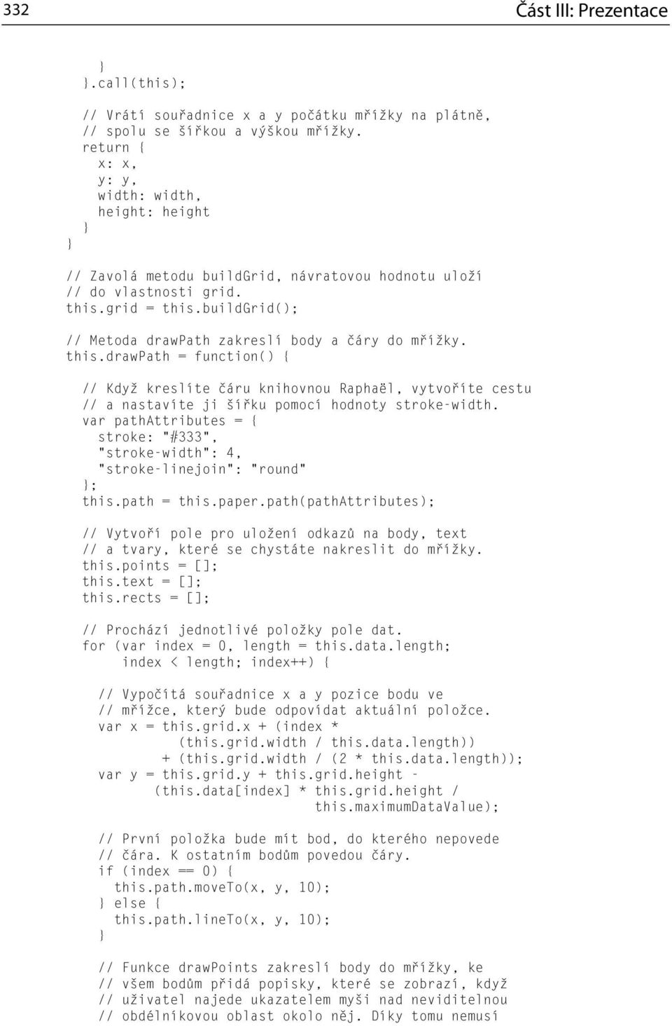 buildgrid(); // Metoda drawpath zakreslí body a čáry do mřížky. this.