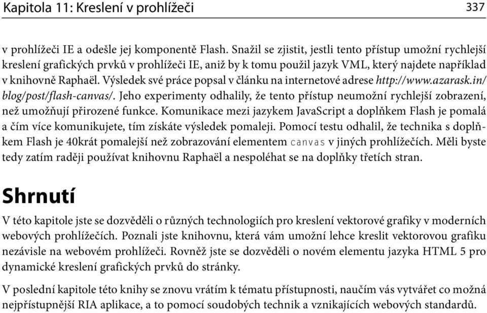 Výsledek své práce popsal v článku na internetové adrese http://www.azarask.in/ blog/post/flash-canvas/.