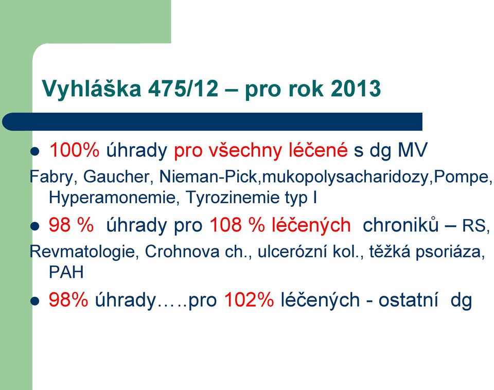 typ I 98 % úhrady pro 108 % léčených chroniků RS, Revmatologie, Crohnova ch.