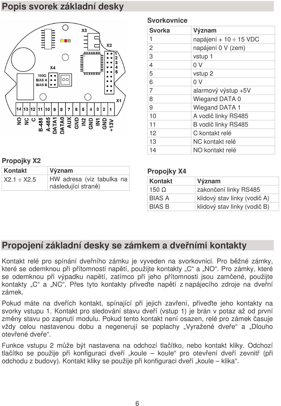 DATA 1 10 A vodi linky RS485 11 B vodi linky RS485 12 C kontakt relé 13 NC kontakt relé 14 NO kontakt relé Propojky X4 Kontakt Význam 150 zakonení linky RS485 BIAS A klidový stav linky (vodi A) BIAS