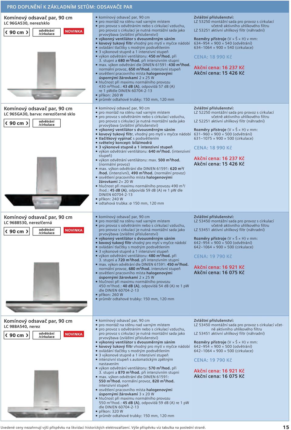 vhodný pro mytí v myčce nádobí ovládání tlačítky s modrým podsvětlením 3 výkonové stupně a 1 intenzivní stupeň výkon odvětrání ventilátoru: 450 m 3 /hod. při 3. stupni a 680 m 3 /hod.