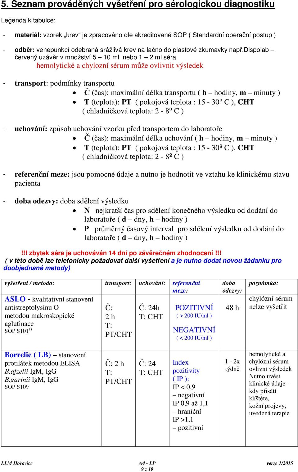 dispolab červený uzávěr v množství 5 10 ml nebo 1 2 ml séra hemolytické a chylozní sérum může ovlivnit výsledek - transport: podmínky transportu Č (čas): maximální délka transportu ( h hodiny, m