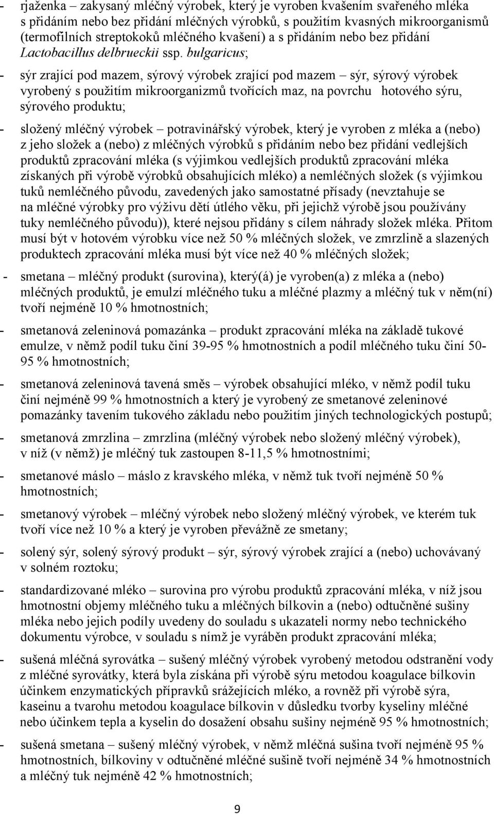 bulgaricus; - sýr zrající pod mazem, sýrový výrobek zrající pod mazem sýr, sýrový výrobek vyrobený s použitím mikroorganizmů tvořících maz, na povrchu hotového sýru, sýrového produktu; - složený