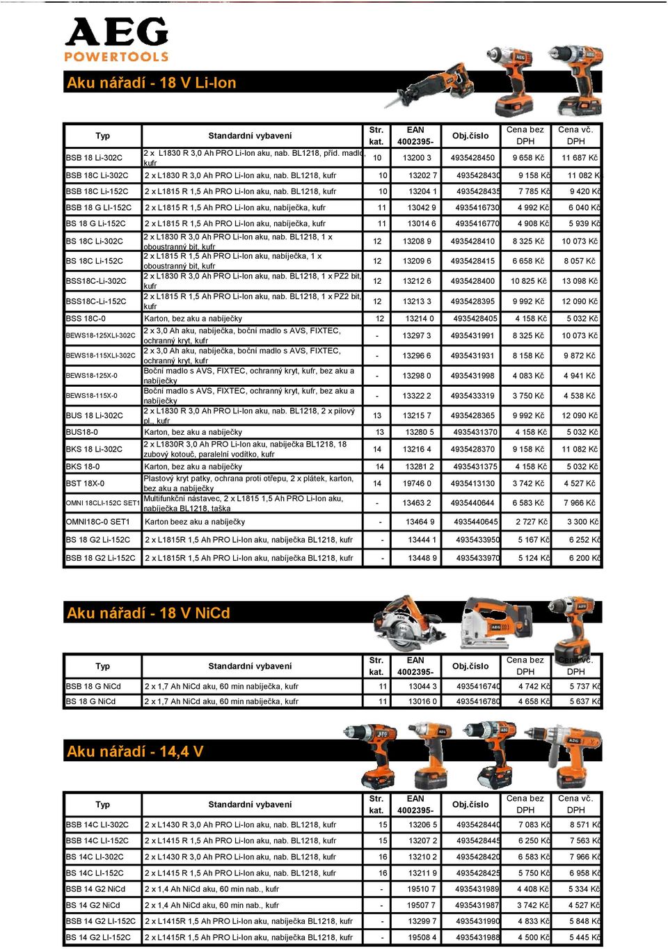 BL1218, kufr 10 13202 7 4935428430 9 158 Kč 11 082 Kč BSB 18C Li-152C 2 x L1815 R 1,5 Ah PRO Li-Ion aku, nab.