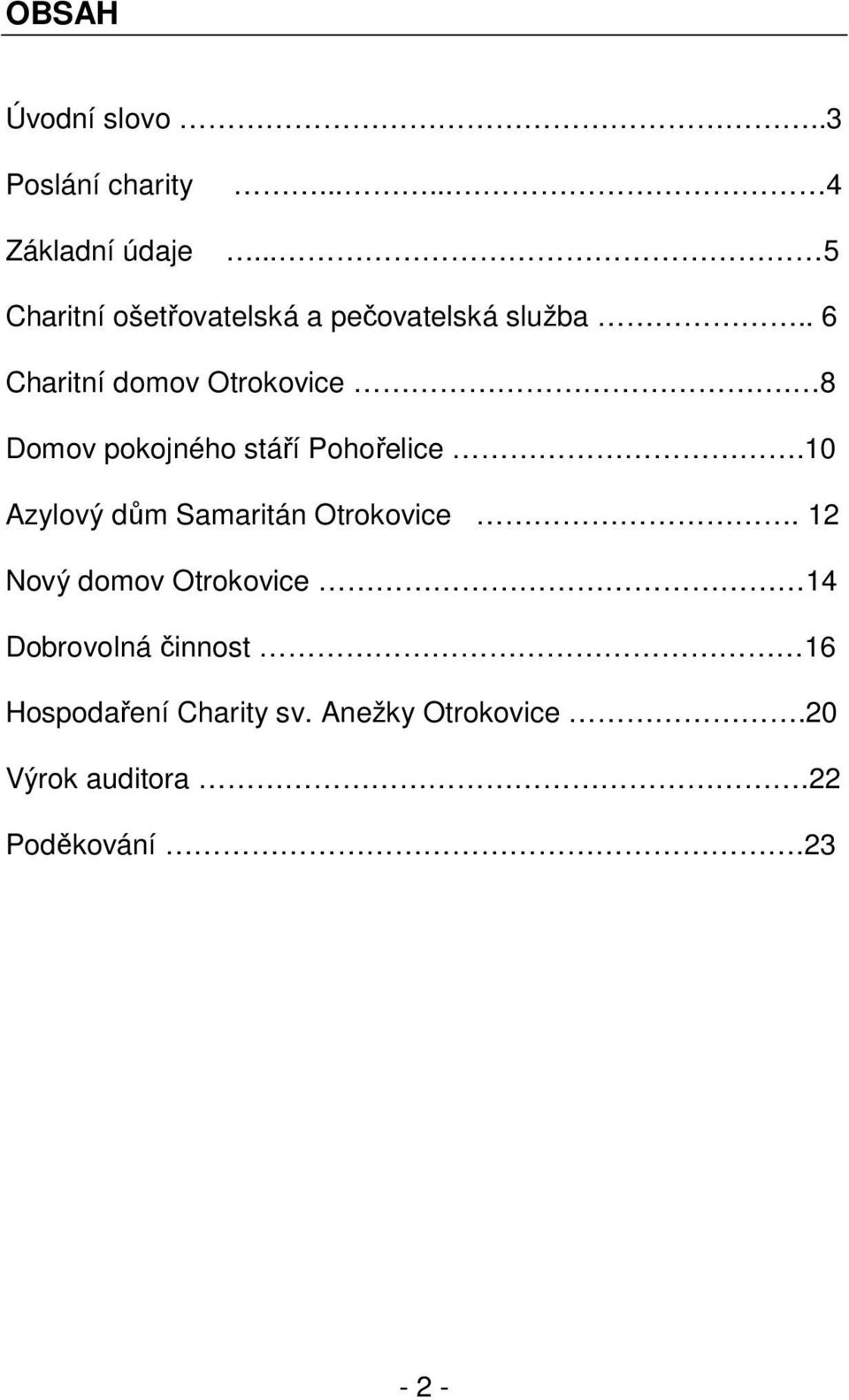 8 Domov pokojného stáří Pohořelice.10 Azylový dům Samaritán Otrokovice.