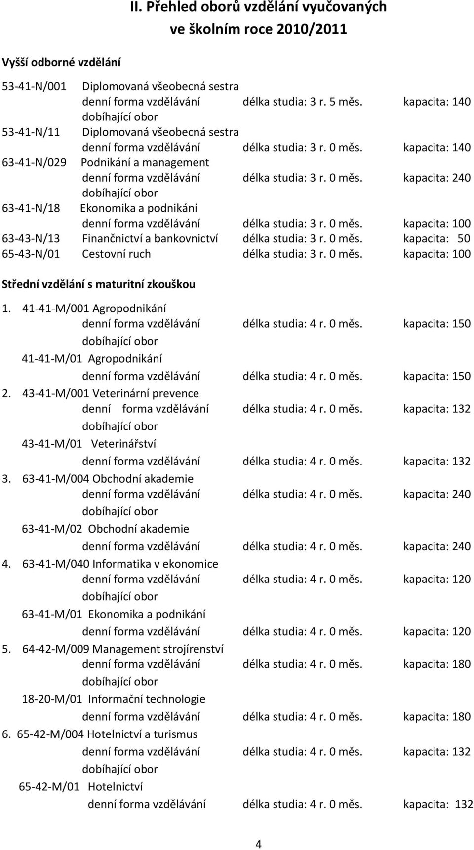 0 měs. kapacita: 240 dobíhající obor Ekonomika a podnikání denní forma vzdělávání délka studia: 3 r. 0 měs. kapacita: 100 63-43-N/13 Finančnictví a bankovnictví délka studia: 3 r. 0 měs. kapacita: 50 65-43-N/01 Cestovní ruch délka studia: 3 r.