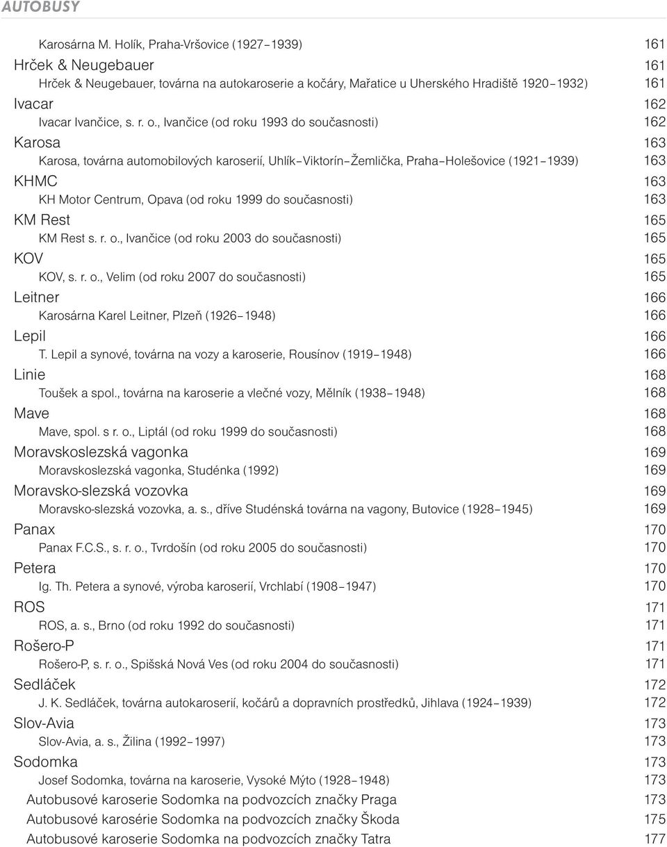 , Ivančice (od roku 1993 do současnosti) 162 Karosa 163 Karosa, továrna automobilových karoserií, Uhlík Viktorín Žemlička, Praha Holešovice (1921 1939) 163 KHMC 163 KH Motor Centrum, Opava (od roku